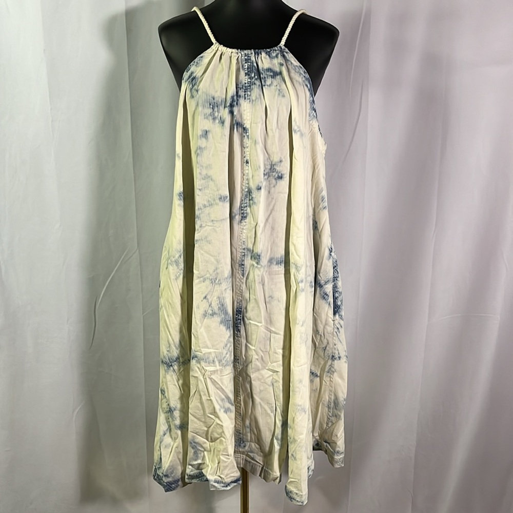 NWT Anthropologie Holding Horses Bleached Tie Dye Denim Swing Dress - Picture 2 of 16